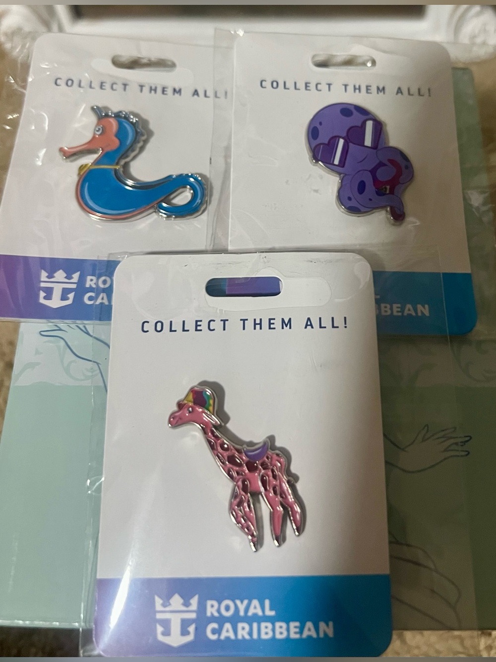 3 Pins Caribbean Kids Pink Giraffe Enamel Pin